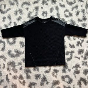 ANA black/faux leather chevron print sweatshirt